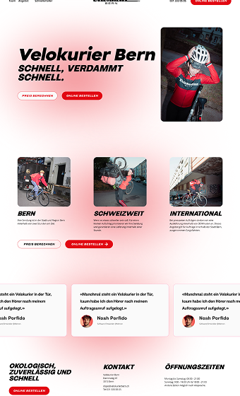 Designentwurf 3: Helles Layout mit Kurier-Foto, Service-Spalten und Preis-CTA